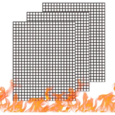 3 Pièces Grille Barbecue, Réutilisables Tapis de Cuisson Anti-adhésifs Tapis de Barbecue pour Grillades de Viande, Légumes, 40 x 33cm (1/5)