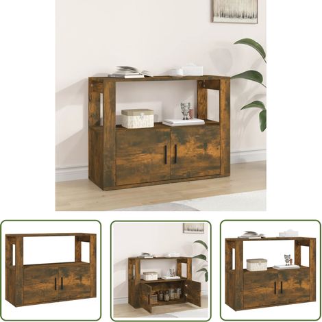 Buffet Commode Armoire Luxueux, pour Salon Chambre Entrée Cuisine, Chêne fumé 80x30x60 cm Bois d'ingénierie OIB6386E (1/5)