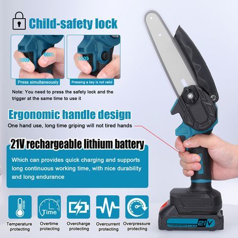 21V 6-inch Portable Electric Pruning Saw, Small Chainsaw with Brushed Motor, One-Handed Woodworking Tool for Cutting in the Garden and Orchard (1/5)