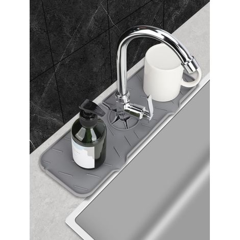 1 Tapis De Robinet, Accessoire D'évier Gris, Pliable, Pour Cuisine Et Salle De Bain