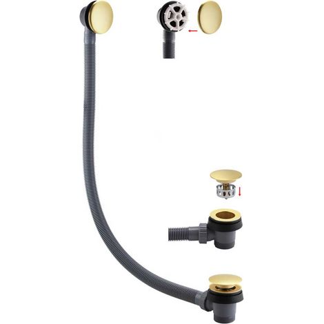 Signature Bath Sprung Waste with Overflow - Brushed Brass