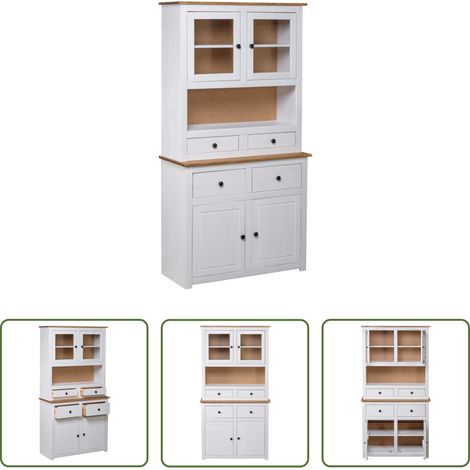 vidaXL Meuble haut -  Buffet haut Blanc 93x40,5x180 cm Pin Gamme Panama (1/5)