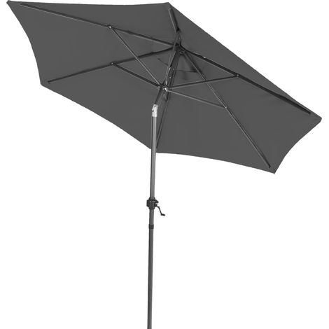 Sonnenschirm rund mit Kurbel 200 cm - anthrazit - Sonnenschutz Schirm mit Knickgelenk - Gartenschirm Marktschirm Terrassenschirm Balkonschirm Tischschirm verstellbar