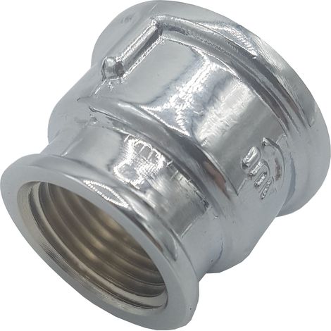 Manguito reductor de latón cromado 3/4"x1/2" hembra/hembra (1/3)