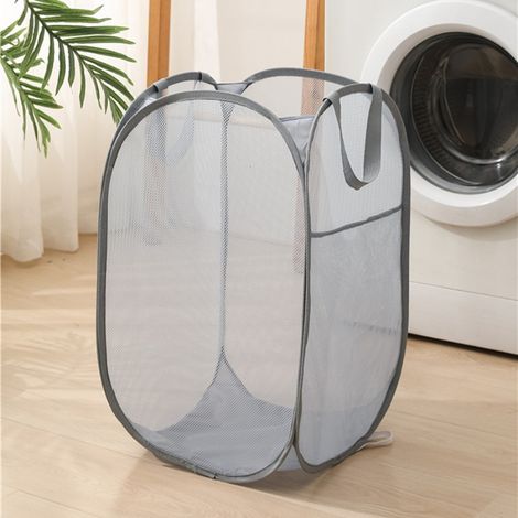 Panier de rangement blanc pliable avec poignée, pour la maison, la chambre ou la buanderie, adapté aux espaces intérieurs et aux routines quotidiennes.-AquaForge (1/5)