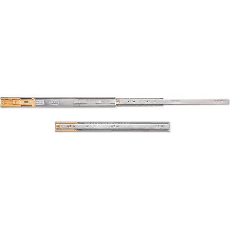 Emuca Set di guide a sfere per cassetti con estrazione totale e chiusura soft, altezza 45 mm, lunghezza 500 mm, Acciaio, Zincato bianco