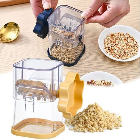 Moulin à noix manuel multifonctionnel pour fruits secs - Presse-purée - Hachoir à noix - Outil de cuisine - Couleur jaune (1/5)