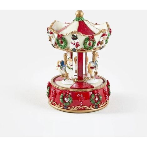EDG Enzo De Gasperi Carillon Natalizio Cavallo Giostra H17 Ø12,5 cm Bianco – Decorazione di Natale