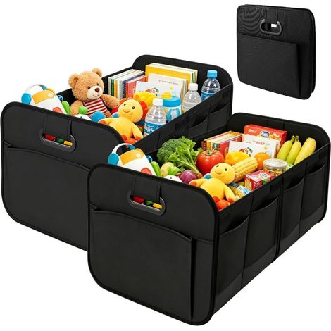 2x Organisateur de coffre pliable 58x37x35cm avec séparateur Tissu Oxford Noir