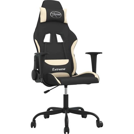 Maison Exclusive - Sedia da Gaming Nero e Crema in Tessuto (1/5)