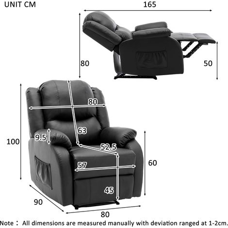 Fauteuil inclinable manuel revêtement PU XXL avec sac latéral,confortable pour salon relaxation et repos quotidien. (1/5)