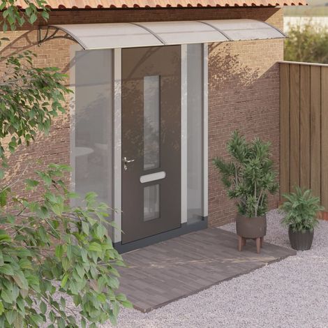 Auvent de porte Store extérieur Marquise Brise-soleil Gris 300x80 cm Polycarbonate XRYJX650019 (1/5)