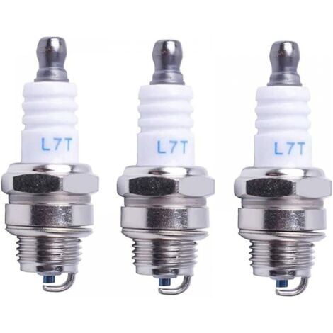 Bougie d'allumage L7T Tronçonneuse Tondeuse à gazon Petit Moteur Accessoire Pièces Compatible avec Hus-qvarna Rep NGK BPMR7A 4626 Equivalence RCJ6Y Champion Bosch WSR6F,Pack de 3 (1/4)