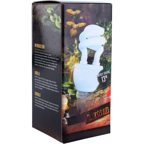 Lámpara UV 5.0 de 13 W con base E27, de bajo consumo, para tortugas, serpientes y reptiles (HG). (1/5)