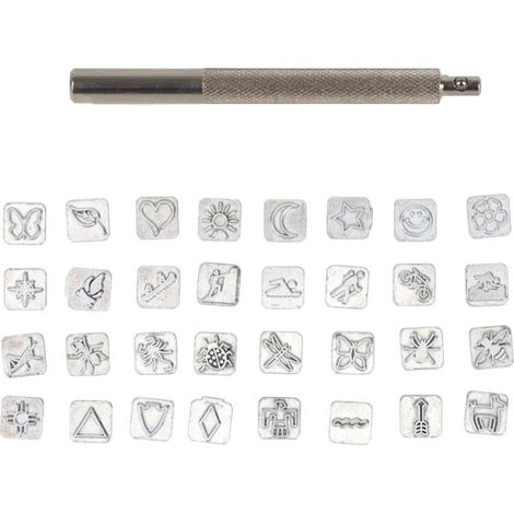 Juego de 32 sellos para cuero, troqueles con forma de animales y plantas (dibujos animados) para artículos de cuero.