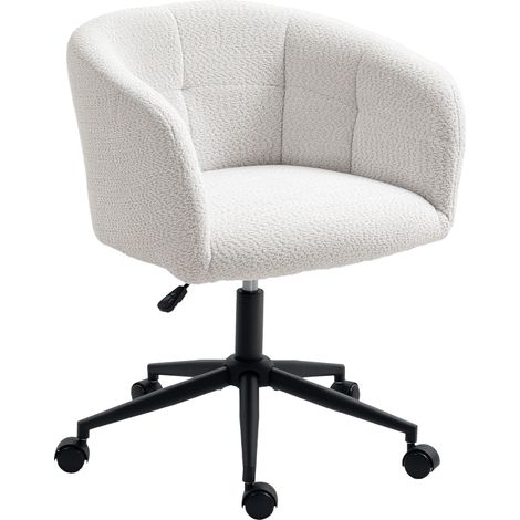 Fauteuil bureau ergonomique rembourré moelleux à roulettes piètement acier crème noir (1/5)