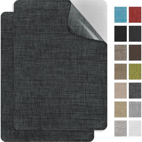 Juego de 2 parches de reparación gris oscuro, 20x28 cm, adhesivo fuerte, para sofás, asientos de coche y muebles. (1/4)