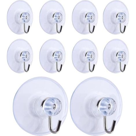 Bardusch-10 Pcs Crochets à Ventouse, Amovible Transparent Ventouse Ventouse Crochets Muraux Cintre pour Salle De Bains Cuisine Serviette De Douche Crochets Muraux Cintres Accessoires (45mm) (1/5)