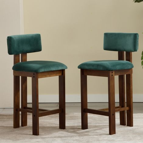 Wahson 2 PZ Sgabelli da Cucina in Tessuto di Lino Sgabello, Sgabelli Cucina con Gambe Sedie Alte Senza Braccioli Sgabelli Rustiche per Sala da Pranzo/Ristorante/Bar, Verde (1/5)