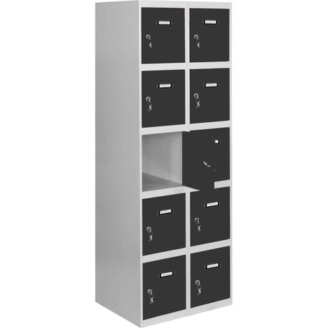 SimonRack Armadietto Spogliatoio Metallico 10 Ante, 2 Moduli, 1800x600x500 mm, Serratura con Chiave e Areatori, Grigio/Antracite - Simonlocker