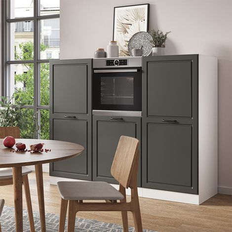 Küchenblock R-Line, Anthrazit Landhaus/Weiß, 180 cm ohne Arbeitsplatte, Vicco