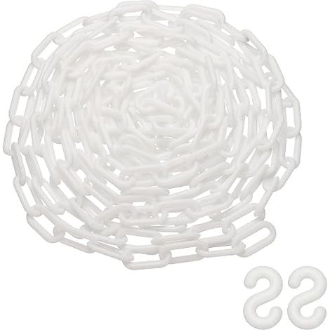 Plastic Chain Safety Barrier Chain 0.8x1.4 Inch Buckle Lightweight Waterproof Crowd Control Queue Concerts Parking DIY Fence Door White (1/5)