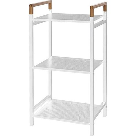 Exagonshop Scaffale 78x30x40 tre ripiani in acciaio bianco e
