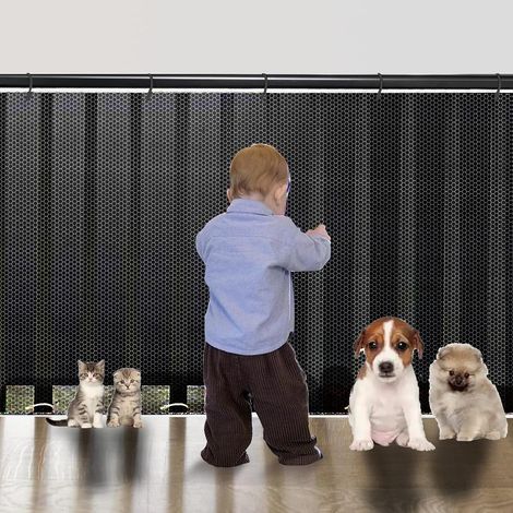 Filet De Protection Enfant 200 79 cm Balustrade Escalier Filet Noir Filet de Protection Enfant Filet Protection Escalier Avec cordon en nylon et longue sangle à boucle pour Escaliers (1/5)