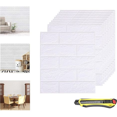 Autocollants Muraux 3D Effet Brique En Mousse Pe Pour Décoration Intérieure Salon Chambre Lot De 10 Pièces (1/5)