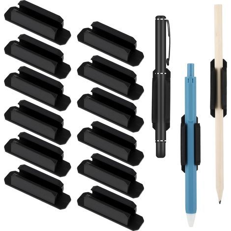 HONORNIC - Lot de 12 porte-stylos autocollants en silicone, pour bureau ou mur. (1/5)
