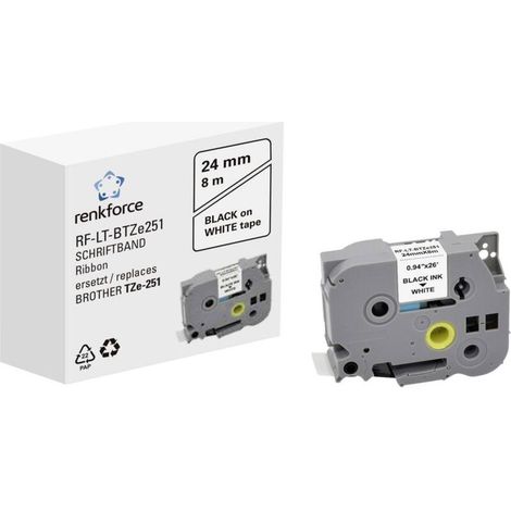 Ruban d’étiquetage blanc 24 mm compatible avec imprimantes étiquettes Brother (modèles TZe-251, TZ-251), pour usage professionnel et domestique
