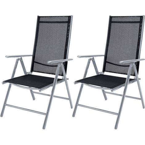 CASARIA® Bern High Backed Folding Aluminium Garden Chairs  Weatherproof  8-way Adjustable Reclining Backrest with Armrests  Lightweight 120 kg Load Capacity  Patio  Silver   2er Set Silber (de)