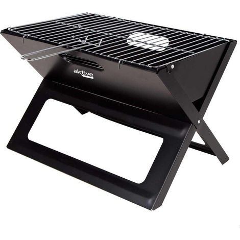 Aktive Rechteckiger Tragbarer Klappgrill Schwarz 45x29 cm