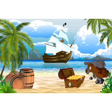 Papier peint panoramique Enfants - Bateau Pirate - 260 cm x 172 cm (1/2)