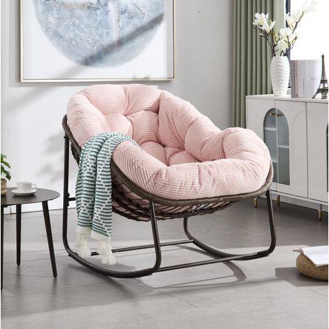 Poltrona dondolo da giardino in rattan 78x106x90 cm OKMYHOME (1/5)