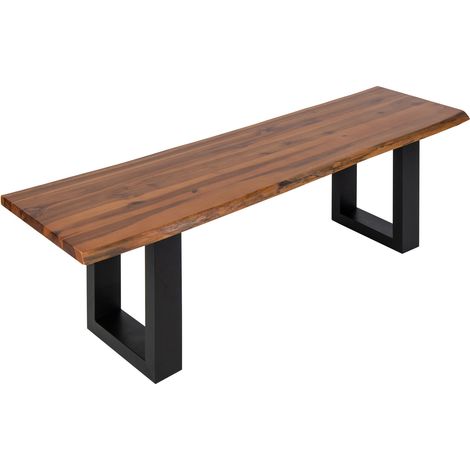 Sitzbank Baumkante 160 cm Cognac massiv Akazie schwarz ESRA (1/5)