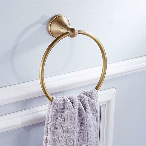 Anello portasciugamani in ottone anticato, accessori per il bagno, portasciugamani da doccia con spazzola, rotondo, da parete. (1/4)