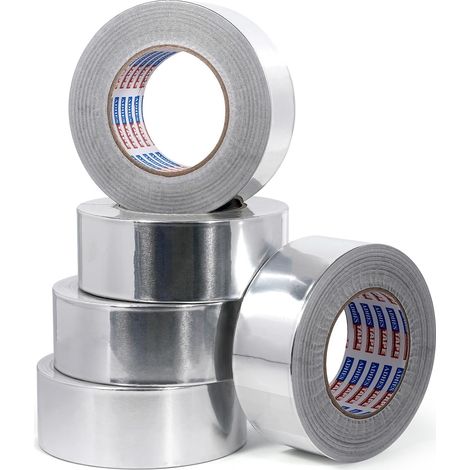 Ruban Adhésif Aluminium Haute Température (80°C-100°C) - 5 Rouleaux 50mm x 15m Pour Réparations, Isolation, Étanchéité et Protection (1/5)