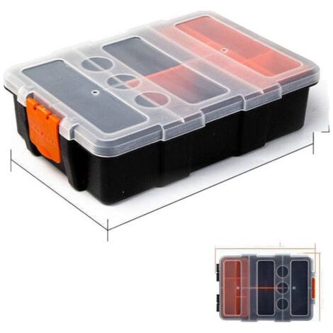 Boîte de rangement en plastique avec séparateurs amovibles pour vis, boulons, quincaillerie, outils, électricien, atelier, petits composants (S) (1/4)