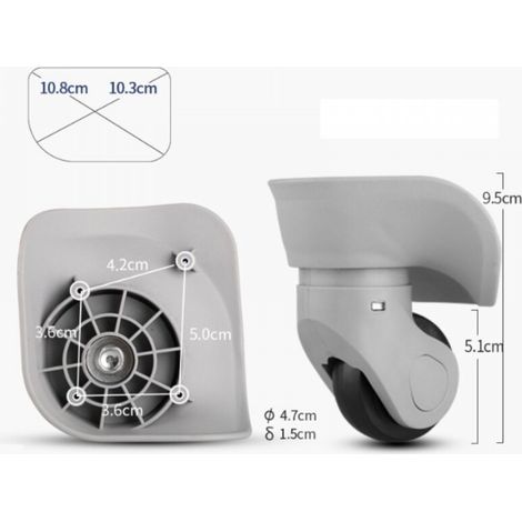 Paire de roues à bagages universelles en caoutchouc durable, roues de réparation de remplacement de bagages multidirectionnelles silencieuses (grandes, grises, paquet de 2) (1/2)