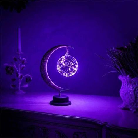Lampada decorativa a LED, lampada da tavolo 3D, luce magica al chiaro di luna, luce notturna in ferro battuto, decorazione per la casa, regalo di compleanno (palla rotonda blu) (1/4)