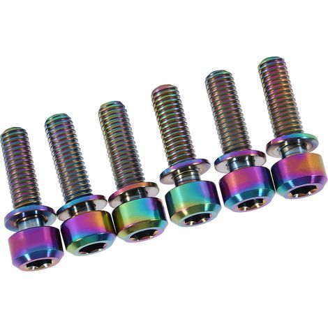 Vis en Titane M5 x 18mm pour Potence de Vélo, Lot de 6 avec Entretoises Multicolores (1/5)