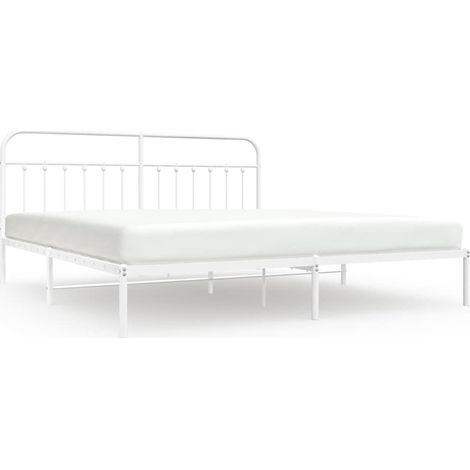 Maison Exclusive - Cadre de lit métal sans matelas et tête de lit blanc 193x203 cm (1/5)
