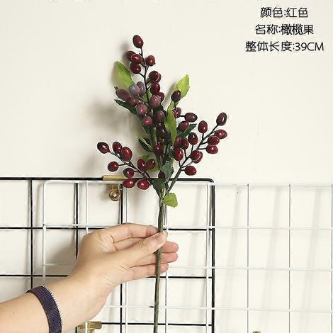 1 plante artificielle simulant une baie d'olivier, pour la décoration murale de votre maison ou bureau.