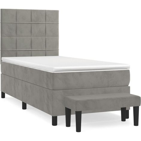 Maison Exclusive - Giroletto a Molle con Materasso Grigio Chiaro 100x200cm Velluto