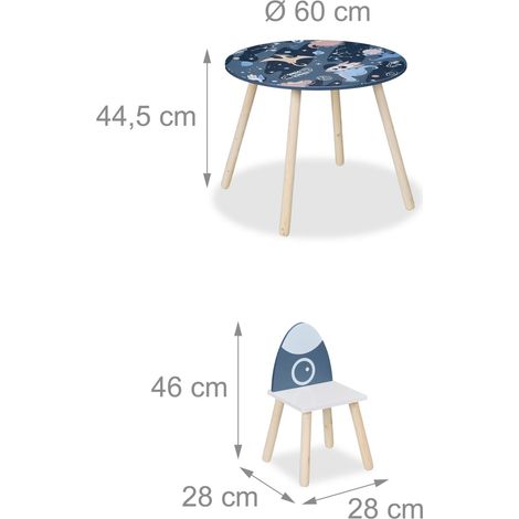 Set di mobili per cameretta per bambini tavolo e 2 sedie unisex 60 x 60 x 40 cm in legno bianco 130016876