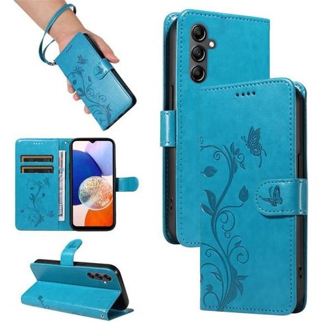 BOONGET Etui Samsung Galaxy A15 (6.4\") Housse Téléphone Flip en Abricot fleur arbre motif housse de protection - Noir (1/4)