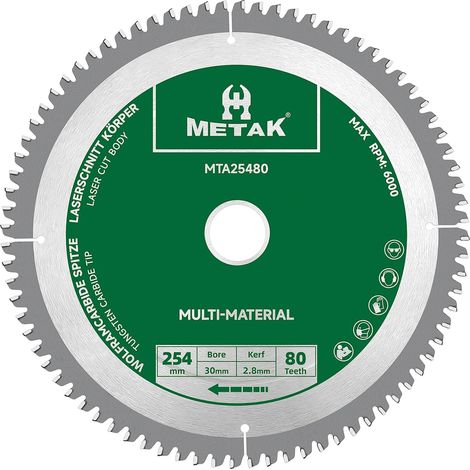 Lame de scie circulaire HM 254x30mm 80 dents pour aluminium Multi-matériaux Lame de scie 254x30 Idéale pour bois, stratifié, MDF, plastique, et cuivre - Compatible avec et de (1/5)