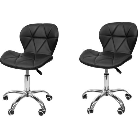 Haloyo® Lot de 2 Chaise de bureau, Fauteuil de bureau ergonomique 360°, Base stable avec 5 roues, noir (1/5)