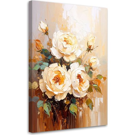 Wandbild für das Schlafzimmer Wohnzimmer Cremefarbene Rosen Blumen Strauß 40x60 cm (1/5)